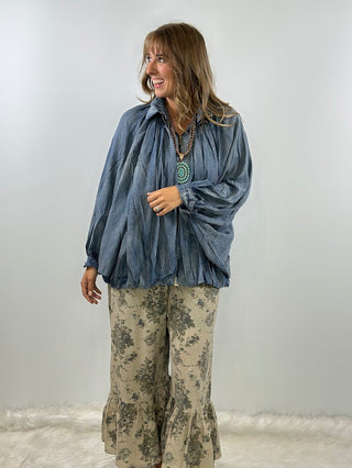 Willow Sky Artisanal Chambray Top | Jaded Gypsy Luxury
