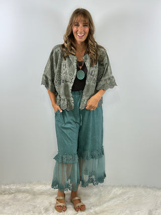 Jaded Gypsy Garden Party Bloomers: Artisan Cotton in Veridian Teal