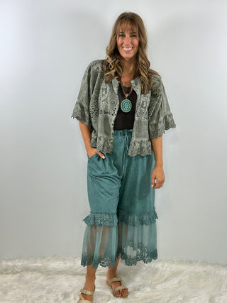Softly Worn Eyelet Top - Charcoal by Jaded Gypsy