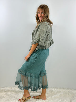 Jaded Gypsy Garden Party Bloomers: Artisan Cotton in Veridian Teal