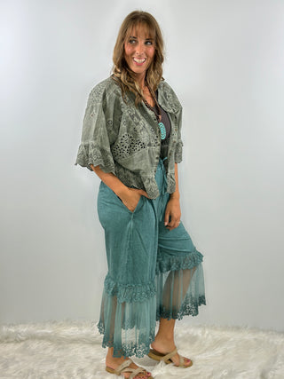 Jaded Gypsy Garden Party Bloomers: Artisan Cotton in Veridian Teal