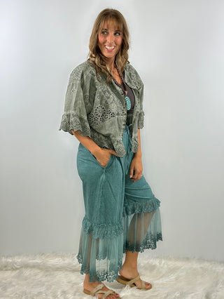 Softly Worn Eyelet Top - Charcoal by Jaded Gypsy