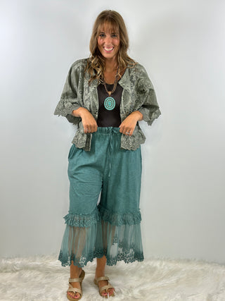 Jaded Gypsy Garden Party Bloomers: Artisan Cotton in Veridian Teal