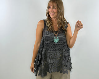 Jaded Gypsy FOREVER TIMELESS TANK in Charcoal