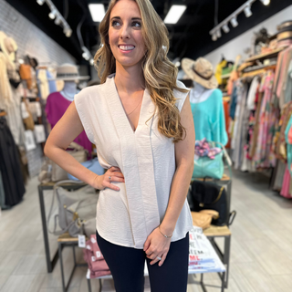 Classic Collared V Neck Blouse