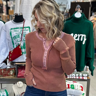 Luxe Thermal Top in Rust - White Lily Boutique