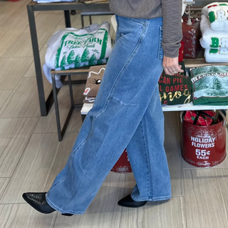 Super High Rise Wide Barrel Denim Jean by Vervet - White Lily Boutique