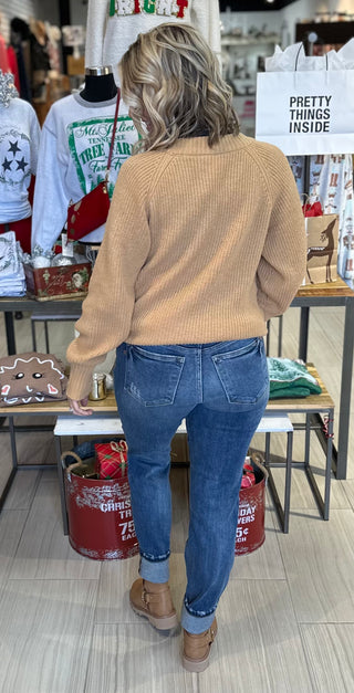Judy Blue Mid Rise Vintage Wash Boyfriend w Cuff - White Lily Boutique