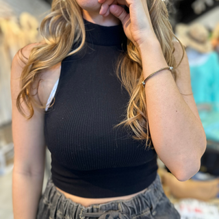 Emma Sleeveless Turtleneck Crop Top