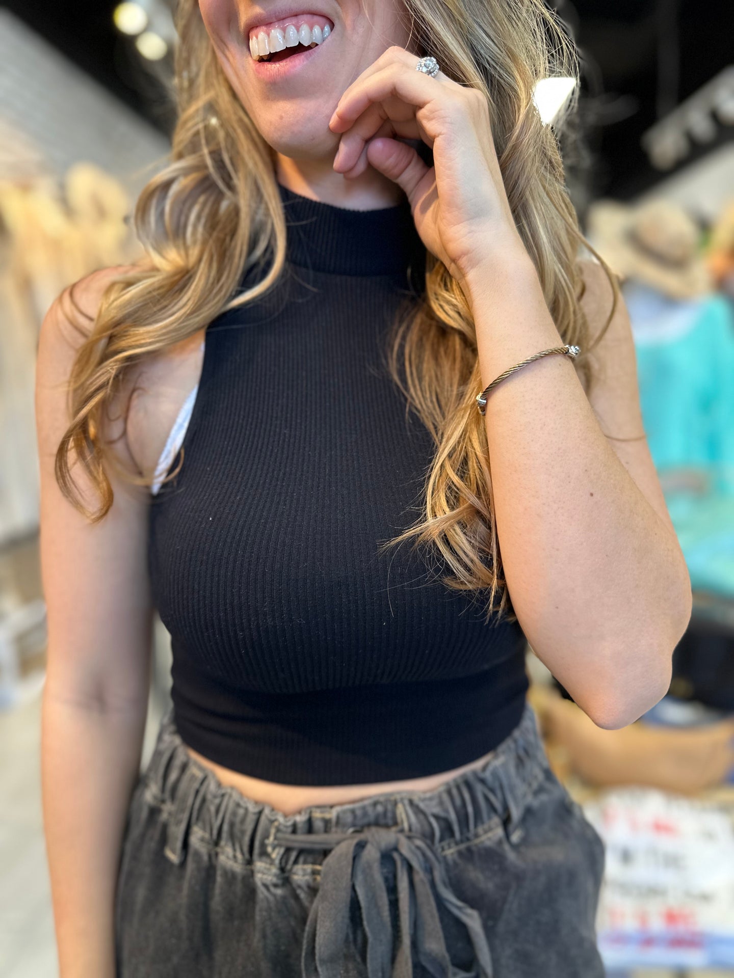 Emma Sleeveless Turtleneck Crop Top