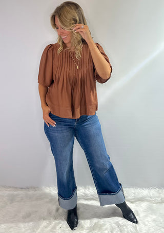 Pin Tuck Blouse in Clay