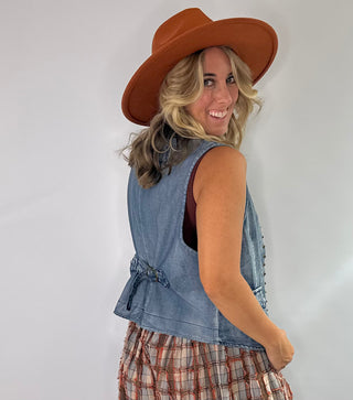 Jaded Gypsy Mesmerized Vest in Chambray - boho sleeveless layering vest