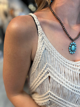 All Night Revival Fringe Tank Top - White Lily Boutique