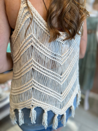 All Night Revival Fringe Tank Top - White Lily Boutique