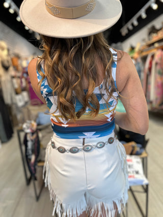 Geometric Western Crop Top - White Lily Boutique