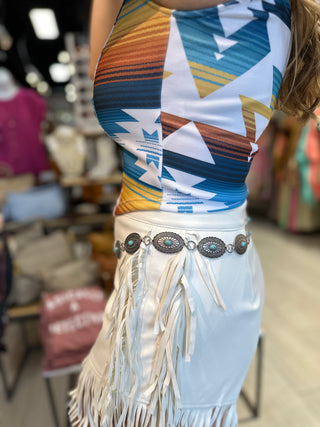 Geometric Western Crop Top - White Lily Boutique