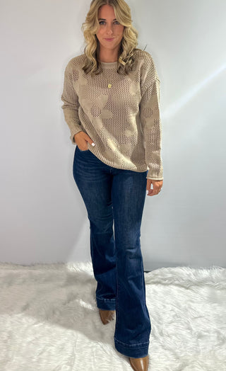 Daisy Bloom Open Weave Sweater