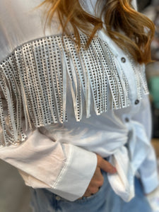 Rhinestone Cowgirl Long Sleeve Button Up Top