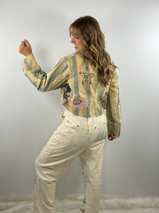 Jaded Gypsy Enchanted Dreams Jacket - Dusty Blue Stripe