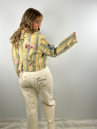 Jaded Gypsy Enchanted Dreams Jacket - Dusty Blue Stripe