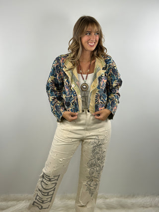 Jaded Gypsy Peace and Love Jeans - Parchment
