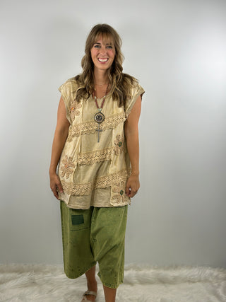 Jaded Gypsy Cosmic Dreams Top Oatmeal | Boho Cotton Top