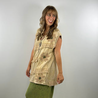 Jaded Gypsy Cosmic Dreams Top Oatmeal | Boho Cotton Top