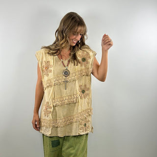 Jaded Gypsy Cosmic Dreams Top Oatmeal | Boho Cotton Top
