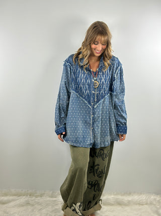 Denim Polka Dot Shirt by A Rare Bird