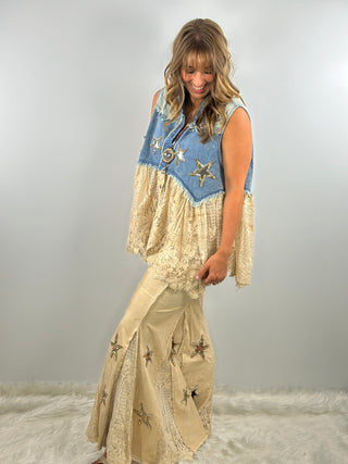 Sequins in Hayfield Star Cut-Out Jeans by Rare Bird
