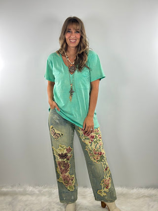 Jaded Gypsy Moon Dance Tee - Turquoise