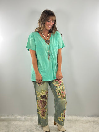 Jaded Gypsy Moon Dance Tee - Turquoise