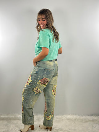 Jaded Gypsy Peace and Love Jeans - Floral Garden