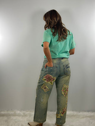 Jaded Gypsy Peace and Love Jeans - Floral Garden