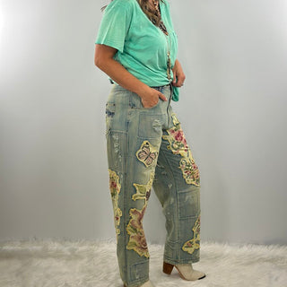 Jaded Gypsy Peace and Love Jeans - Floral Garden