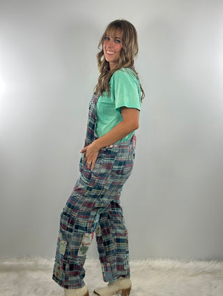 Travels Await Overalls - Blue Plaid by Jaded Gypsy