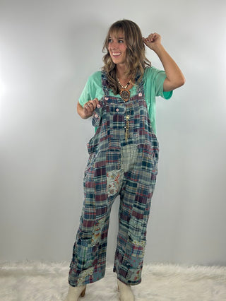 Travels Await Overalls - Blue Plaid by Jaded Gypsy