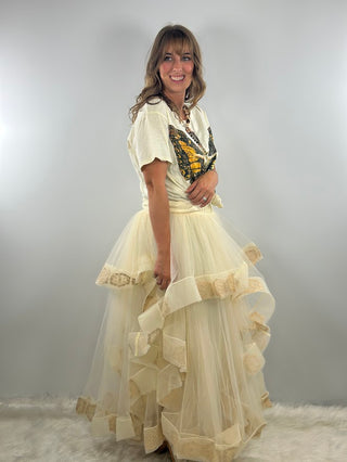 Jaded Gypsy Ruffled Dreams Skirt - Vintage Parchment