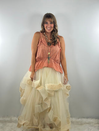 Jaded Gypsy Ruffled Dreams Skirt - Vintage Parchment