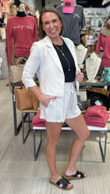 Linen Cropped open Blazer Jacket in off white Linen