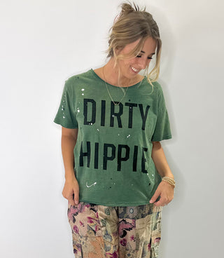 Jaded Gypsy Dirty Hippie Tee - Emerald green graphic tee with relaxed vintage inspired fit