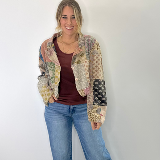 Jaded Gypsy Midnight Garden Crop Jacket with relaxed boho fit and artisanal detailing