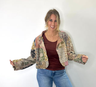 Jaded Gypsy Midnight Garden Crop Jacket with relaxed boho fit and artisanal detailing