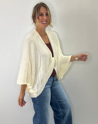 Cream crossover cardigan - cream soft knit sweater White Lily Boutique