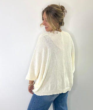 Cream crossover cardigan - cream soft knit sweater White Lily Boutique
