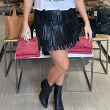 Western Faux Leather Fringe Mini Skirt