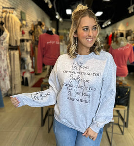 Let Them Heather Gray crew Neck sweatshirt