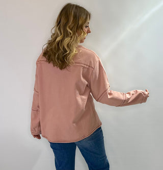 Pink long-sleeve boatneck western embroidered top 