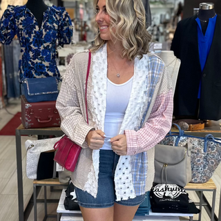 A Vintage inspired, eclectic vibe in pastel colors patchwork Blazer