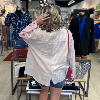 A Vintage inspired, eclectic vibe in pastel colors patchwork Blazer